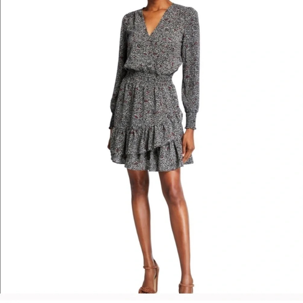 MICHAEL MK Tiered Boho Block Print Ruffle Dress